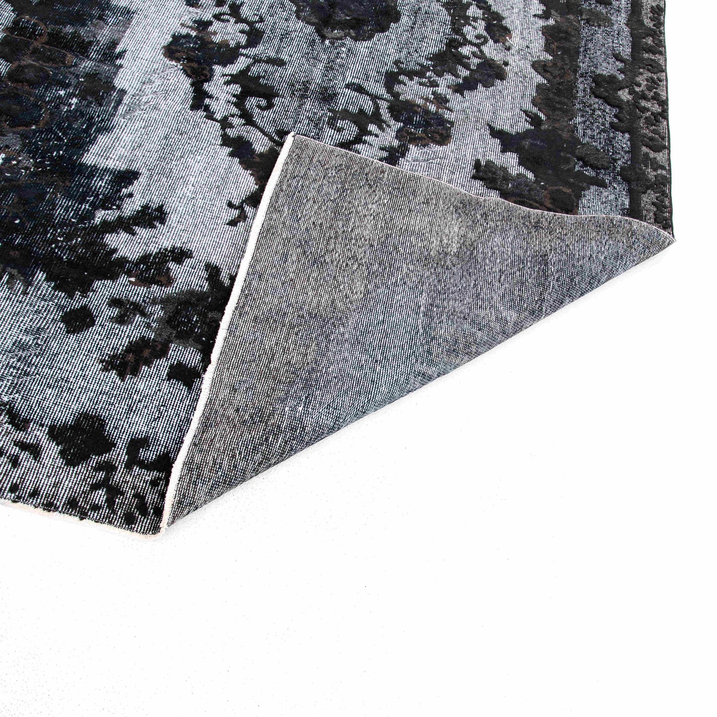 Oriental Rug Vintage Hand Knotted Wool On Cotton 177 x 268 Cm - 5' 10'' x 8' 10'' Black C002 ER12