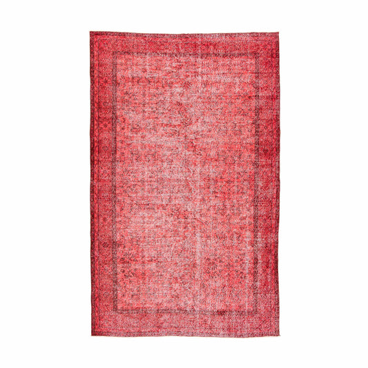 Oriental Rug Vintage Hand Knotted Wool On Cotton 180 x 288 Cm - 5' 11'' x 9' 6'' Red C014 ER12