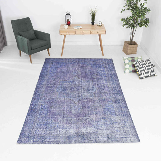 Oriental Rug Vintage Hand Knotted Wool On Cotton 181 x 304 Cm - 6' x 10' Pruple C017 ER12