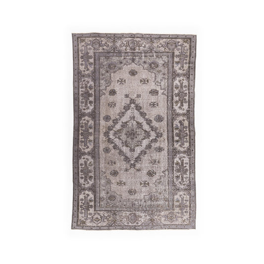 Oriental Rug Vintage Hand Knotted Wool On Cotton 186 x 299 Cm - 6' 2'' x 9' 10'' Grey C008 ER12