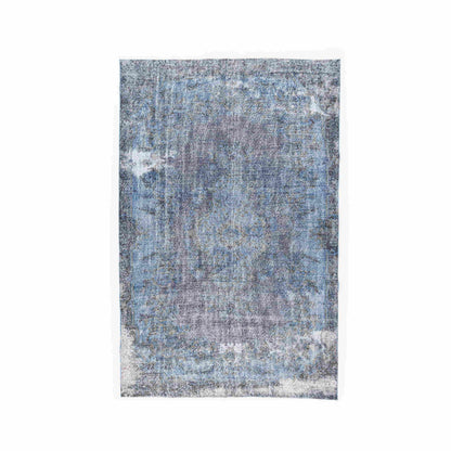 Oriental Rug Vintage Hand Knotted Wool On Cotton 191 x 298 Cm - 6' 4'' x 9' 10'' Navy Blue C012 ER12