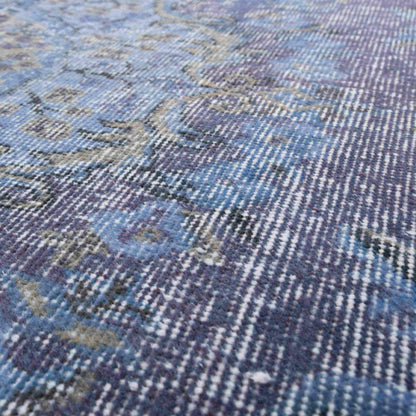 Oriental Rug Vintage Hand Knotted Wool On Cotton 191 x 298 Cm - 6' 4'' x 9' 10'' Navy Blue C012 ER12