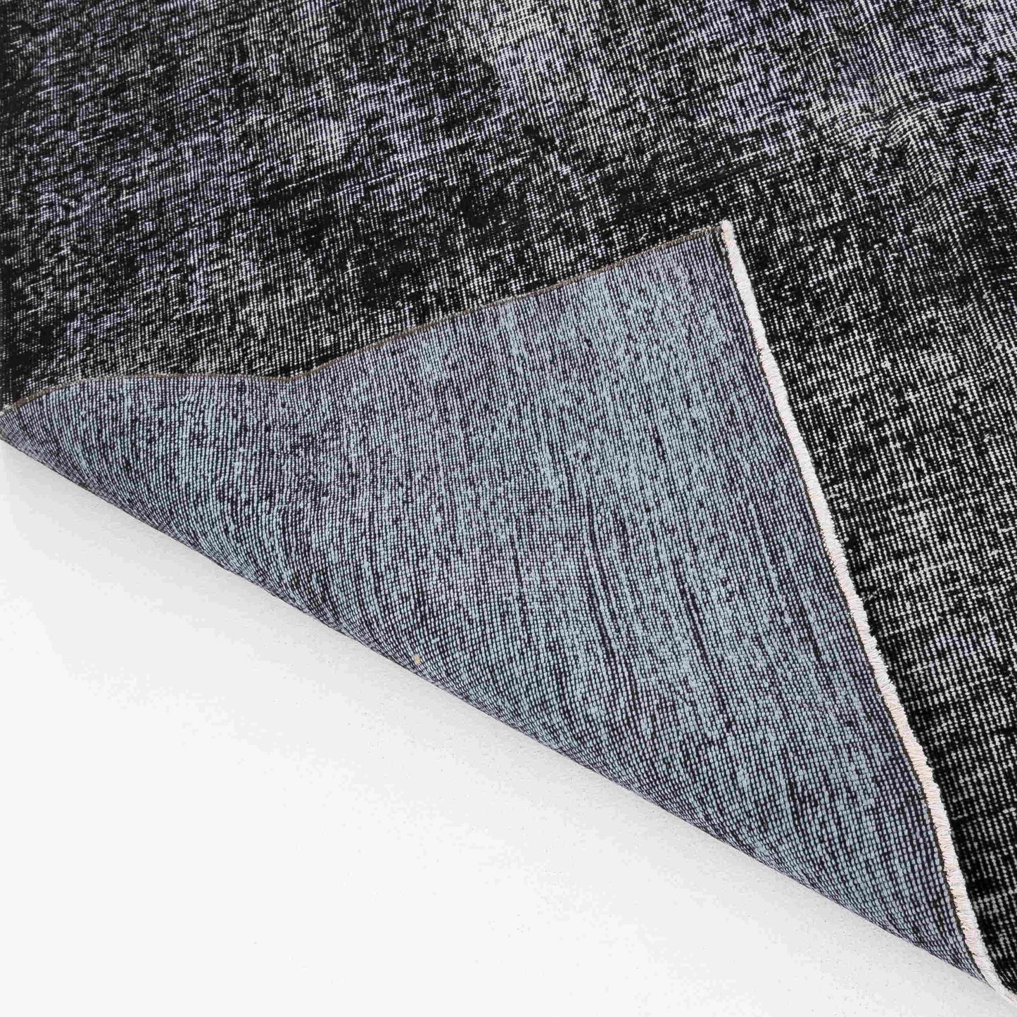 Oriental Rug Vintage Hand Knotted Wool On Cotton 193 x 295 Cm - 6' 4'' x 9' 9'' Black C002 ER12