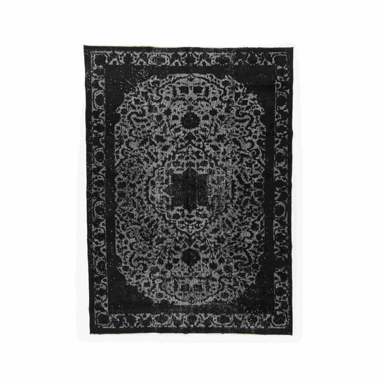 Oriental Rug Vintage Hand Knotted Wool On Cotton 200 x 280 Cm - 6' 7'' x 9' 3'' Black C002 ER12