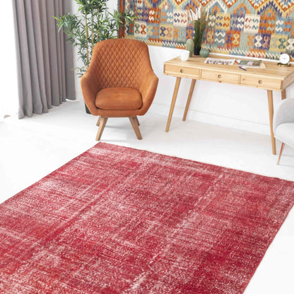 Oriental Rug Vintage Hand Knotted Wool On Cotton 205 x 287 Cm - 6' 9'' x 9' 5'' Red C014 ER23
