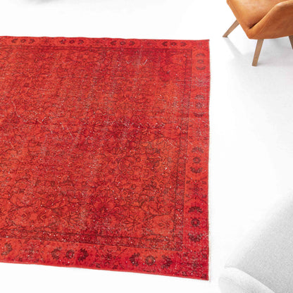 Oriental Rug Vintage Hand Knotted Wool On Cotton 205 x 313 Cm - 6' 9'' x 10' 4'' Red C014 ER23