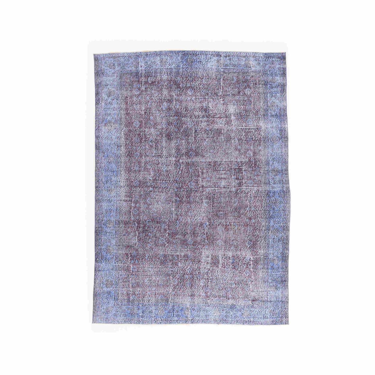 Oriental Rug Vintage Hand Knotted Wool On Cotton 206 x 292 Cm - 6' 10'' x 9' 7'' Navy Blue C012 ER23