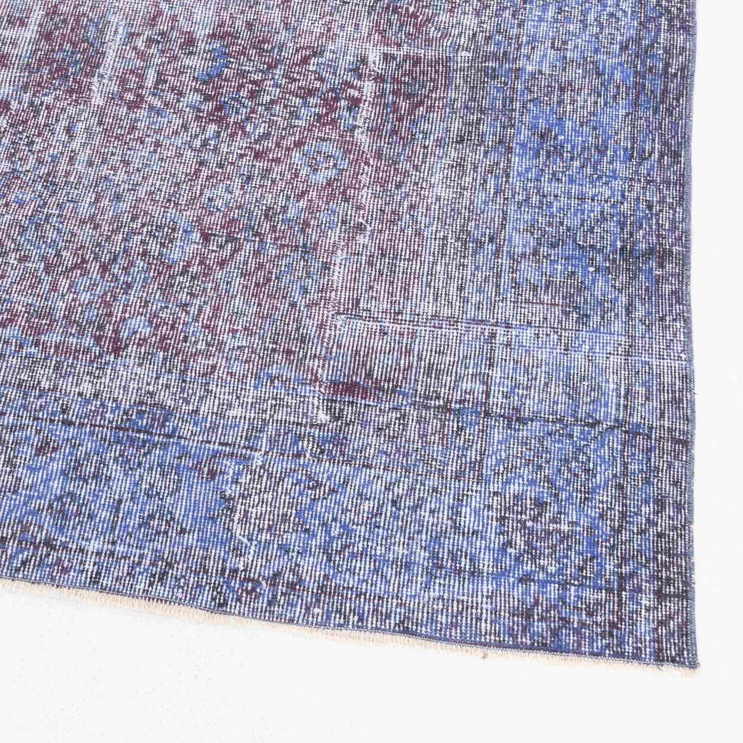 Oriental Rug Vintage Hand Knotted Wool On Cotton 206 x 292 Cm - 6' 10'' x 9' 7'' Navy Blue C012 ER23