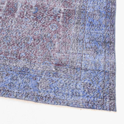 Oriental Rug Vintage Hand Knotted Wool On Cotton 206 x 292 Cm - 6' 10'' x 9' 7'' Navy Blue C012 ER23