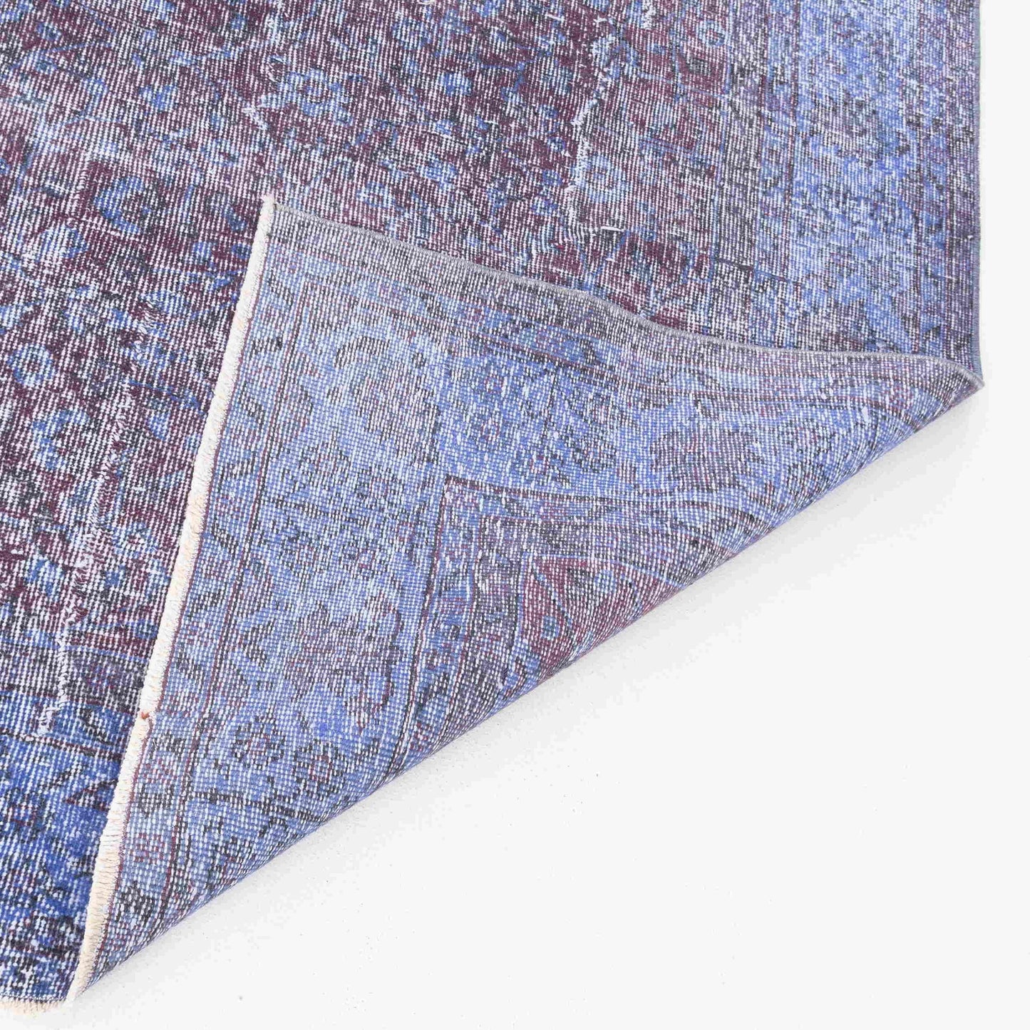 Oriental Rug Vintage Hand Knotted Wool On Cotton 206 x 292 Cm - 6' 10'' x 9' 7'' Navy Blue C012 ER23