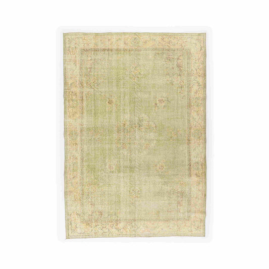 Oriental Rug Vintage Hand Knotted Wool On Cotton 220 x 320 Cm - 7' 3'' x 10' 6'' Green C001 ER23