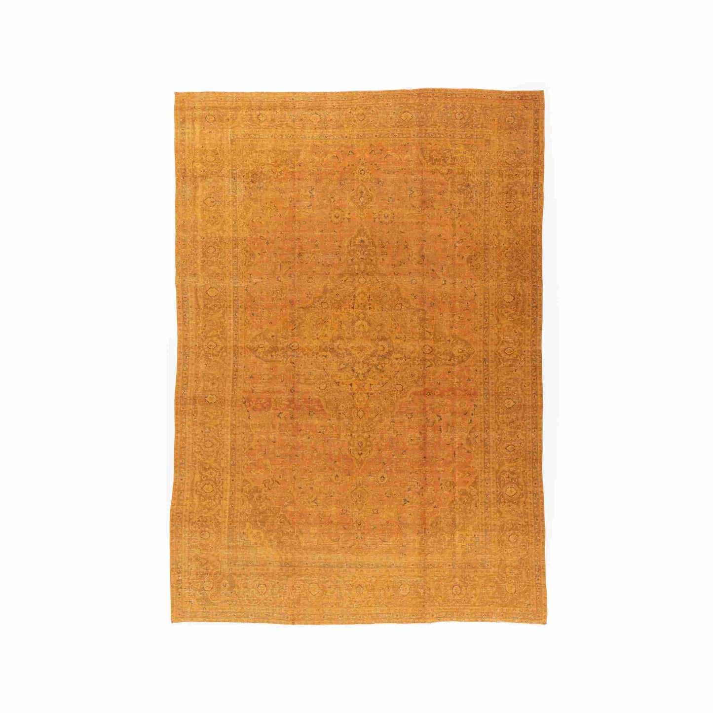 Oriental Rug Vintage Hand Knotted Wool On Cotton 280 x 407 Cm - 9' 3'' x 13' 5'' Orange C011 ER34