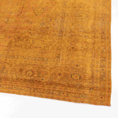 Oriental Rug Vintage Hand Knotted Wool On Cotton 280 x 407 Cm - 9' 3'' x 13' 5'' Orange C011 ER34