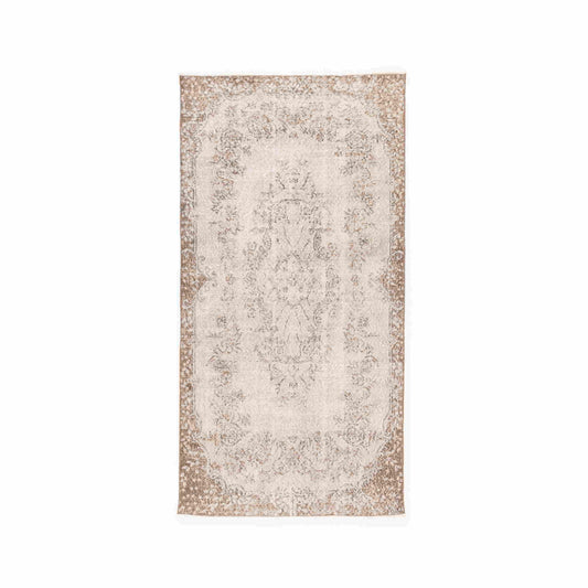 Oriental Rug Vintage Handmade Wool On Cotton 109 x 214 Cm - 3' 7'' x 7' 1'' Sand C007 ER01