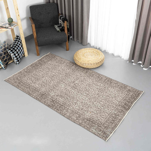 Oriental Rug Vintage Handmade Wool On Cotton 117 x 207 Cm - 3' 11'' x 6' 10'' Grey C008 ER01