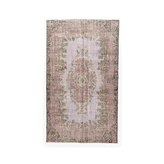 Oriental Rug Vintage Handmade Wool On Cotton 181 x 312 Cm - 6' x 10' 3'' Pink C004 ER12
