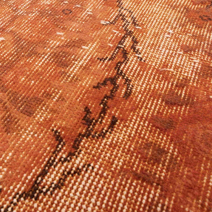 Oriental Rug Vintage Handmade Wool On Cotton 188 x 287 Cm - 6' 3''x 9' 5'' Orange C011 ER12