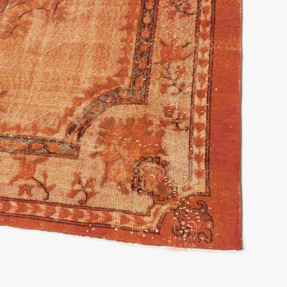 Oriental Rug Vintage Handmade Wool On Cotton 188 x 287 Cm - 6' 3''x 9' 5'' Orange C011 ER12