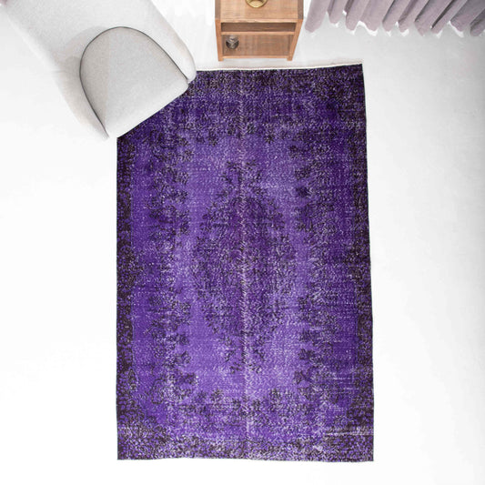 Oriental Rug Vintage Handmade Wool On Cotton 211 x 312 Cm - 7' x 10' 3'' Pruple C017 ER23