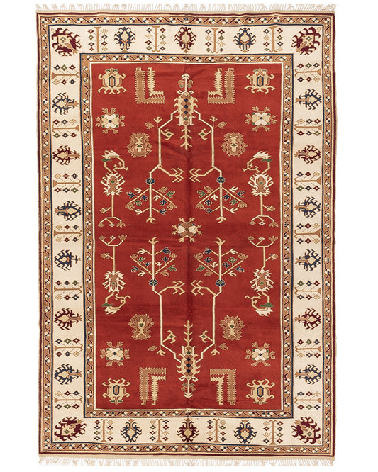 Oriental Rug Yoruk Hand Knotted Wool On Wool 195 X 297 Cm - 6' 5'' X 9' 9'' Red C014 ER23