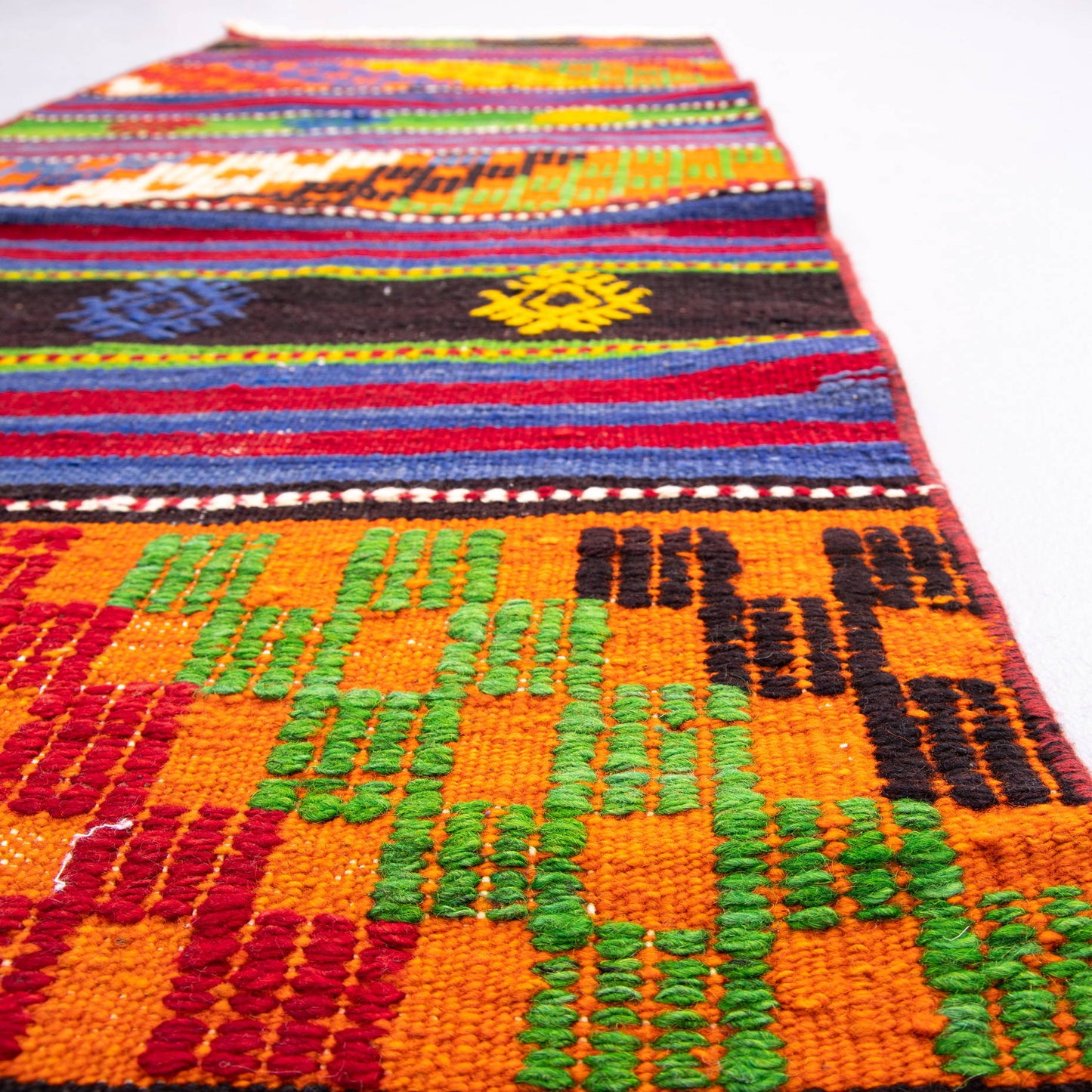 Oriental Turkish Runner Kilim Handmade Wool On Wool Anatolian 58 X 162 Cm - 1' 11'' X 5' 4''