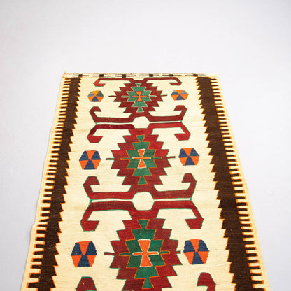 Oriental Turkish Runner Kilim Handmade Wool On Wool Anatolian 94 X 180 Cm - 3' 2'' X 5' 11''
