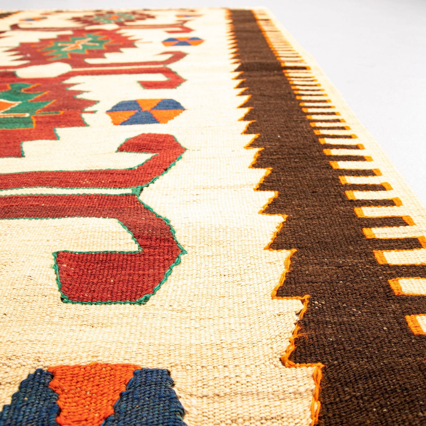 Oriental Turkish Runner Kilim Handmade Wool On Wool Anatolian 94 X 180 Cm - 3' 2'' X 5' 11''