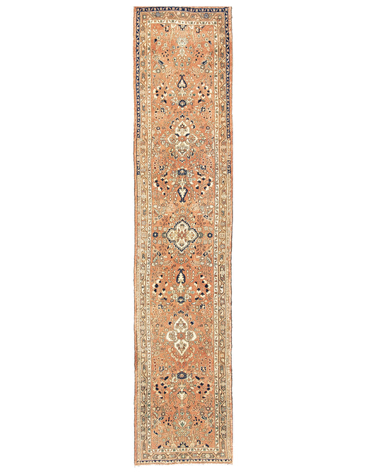 Oriental Turkish Runner Rug Handmade Wool On Cotton Anatolian 435 X 85 Cm - 14' 4'' X 2' 10'' Pink C004