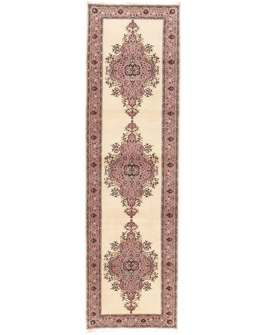 Oriental Turkish Runner Rug Handmade Wool On Cotton Anatolian 97 X 328 Cm - 3' 3'' X 10' 10'' Pink C004