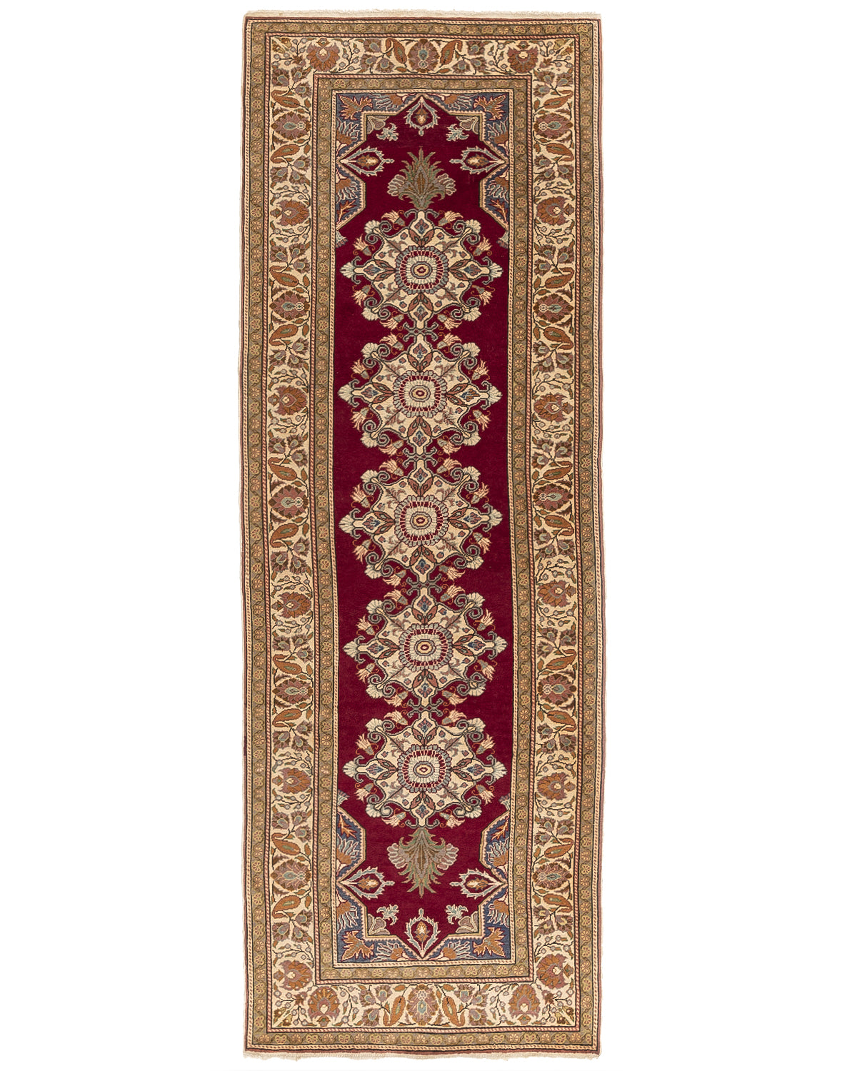 Oriental Turkish Runner Rug Handmade Wool On Cotton Kayseri 106 X 300 Cm - 3' 6'' X 9' 11''