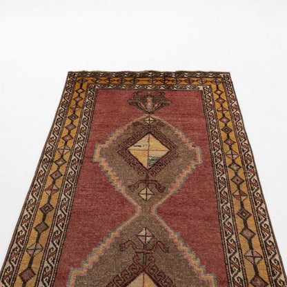 Oriental Turkish Runner Rug Handmade Wool On Wool Anatolian 109 X 330 Cm - 3' 7'' X 10' 10''