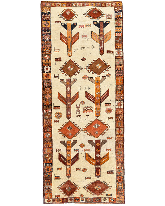 Oriental Turkish Runner Rug Handmade Wool On Wool Anatolian 125 X 315 Cm - 4' 2'' X 10' 5'' Orange C014