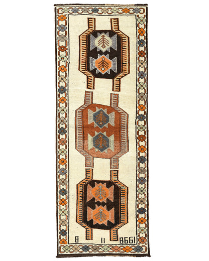 Oriental Turkish Runner Rug Handmade Wool On Wool Anatolian 128 X 350 Cm - 4' 3'' X 11' 6''