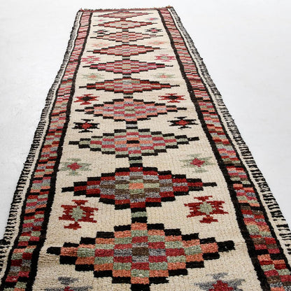 Oriental Turkish Runner Rug Handmade Wool On Wool Anatolian 420 X 84 Cm - 13' 10'' X 2' 10'' Sand C007