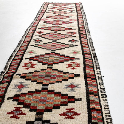 Oriental Turkish Runner Rug Handmade Wool On Wool Anatolian 420 X 84 Cm - 13' 10'' X 2' 10''