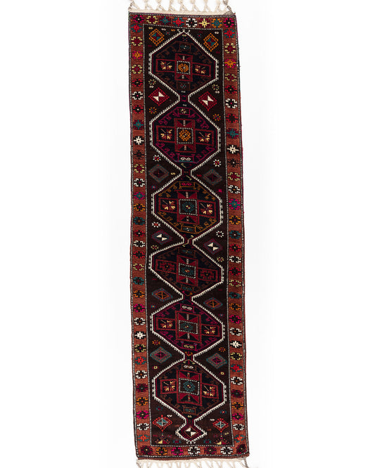 Oriental Turkish Runner Rug Handmade Wool On Wool Anatolian 90 X 400 Cm - 3' X 13' 2''