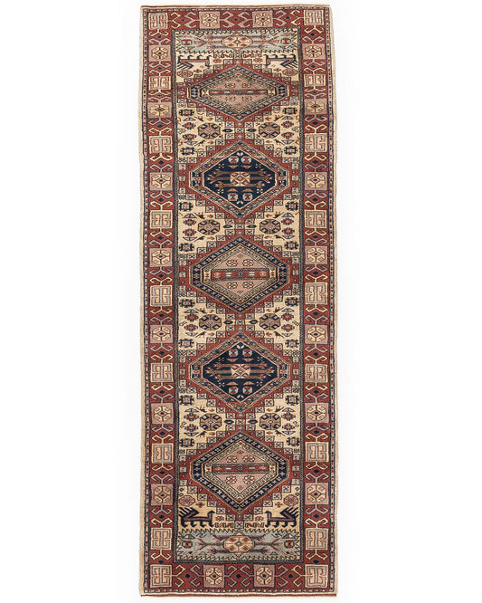 Oriental Turkish Runner Rug Handmade Wool On Wool Anatolian 98 X 293 Cm - 3' 3'' X 9' 8''