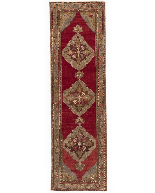 Oriental Turkish Runner Rug Handmade Wool On Wool Anatolian 99 X 337 Cm - 3' 3'' X 11' 1''