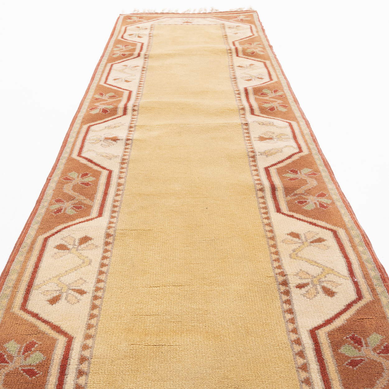 Oriental Turkish Runner Rug Handmade Wool On Wool Milas 72 X 241 Cm - 2' 5'' X 7' 11'' Sand C007