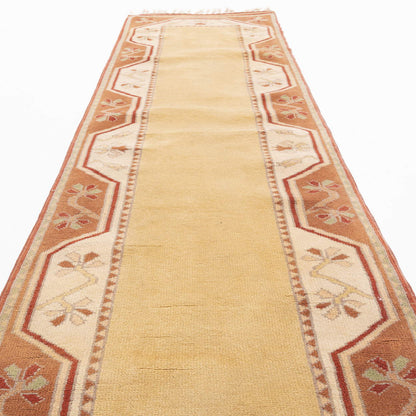 Oriental Turkish Runner Rug Handmade Wool On Wool Milas 72 X 241 Cm - 2' 5'' X 7' 11'' Sand C007
