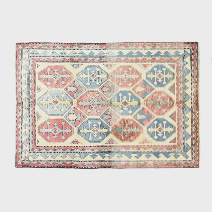 Oriental Rug Anatolian Hand Knotted Wool On Wool 197 X 284 Cm - 6' 6'' X 9' 4'' Blue C010 ER12